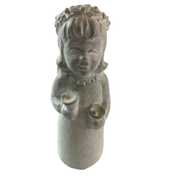 Isabel Bloom Concrete Sculpture Figure Statue Choir Angel Bells 5.75 in Tall 200 - Picture 3 of 6